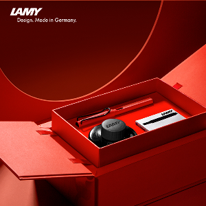 LAMY凌美 Safari狩獵系列 磨砂紅漢字尖 墨水筆連墨水套裝