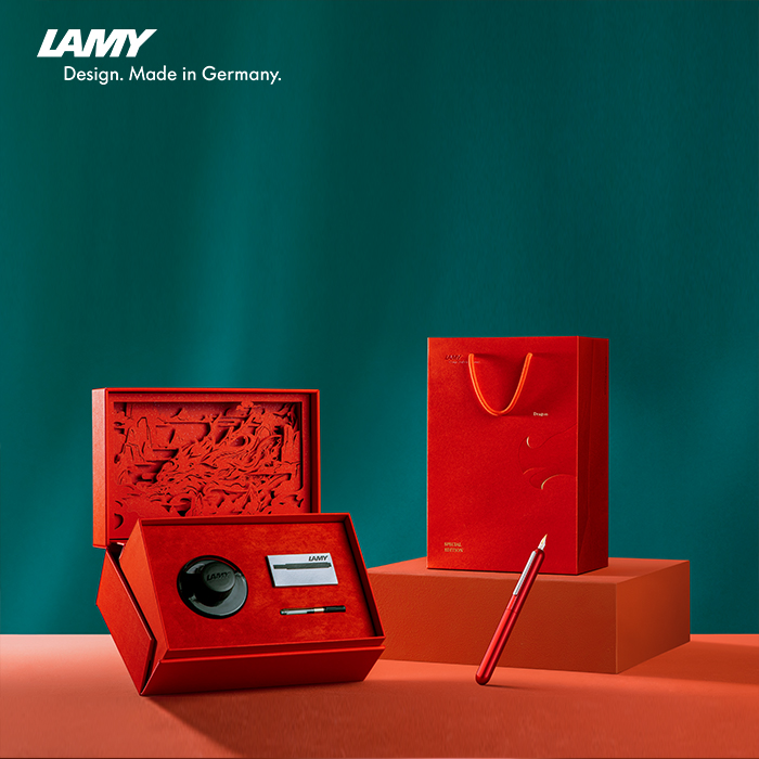 LAMY凌美 Dialog3焦點系列 珠光紅漢字14K金尖 墨水筆連墨水禮盒