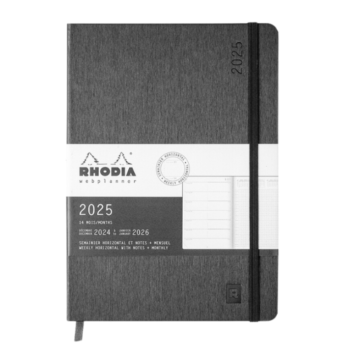 Rhodia 羅地亞  A5 2025年 硬皮橫向行事曆手帳  銀灰色