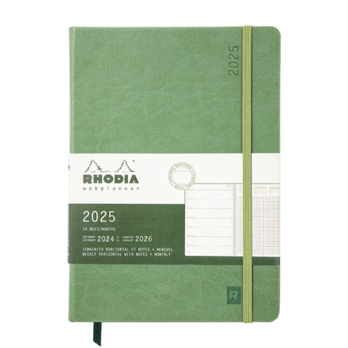 Rhodia 羅地亞  A5 2025年 硬皮橫向行事曆手帳 灰綠色