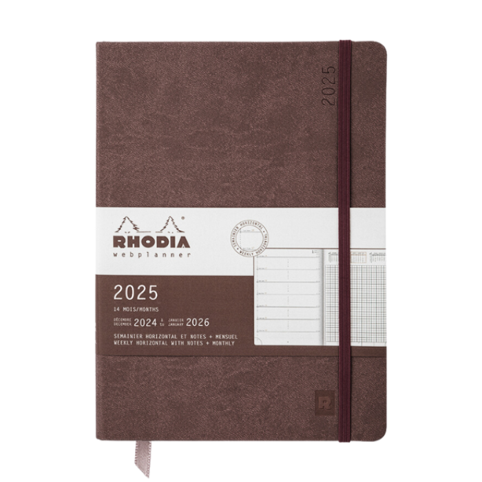 Rhodia 羅地亞  A5 2025年 硬皮橫向行事曆手帳 朱古力色