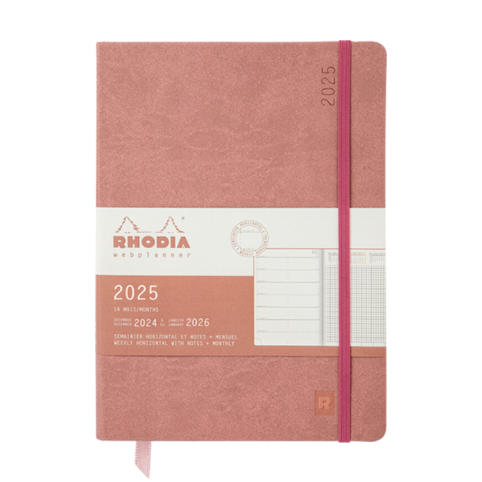 Rhodia 羅地亞  A5 2025年 硬皮橫向行事曆手帳 玫瑰木色