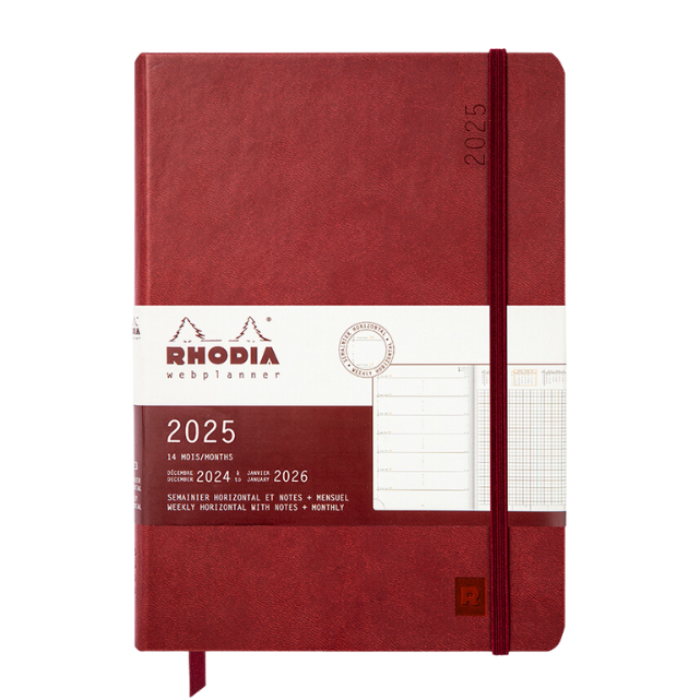 Rhodia 羅地亞  A5 2025年 硬皮橫向行事曆手帳 橘紅色