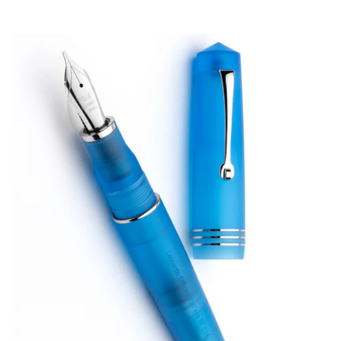 Leonardo Momento Zero Grande Pura 銀夾 Aqua Blue 鋼筆